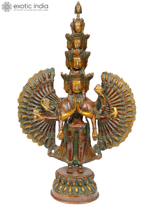 14" Thousand-Armed Avalokiteshvara Brass Statue Handmade