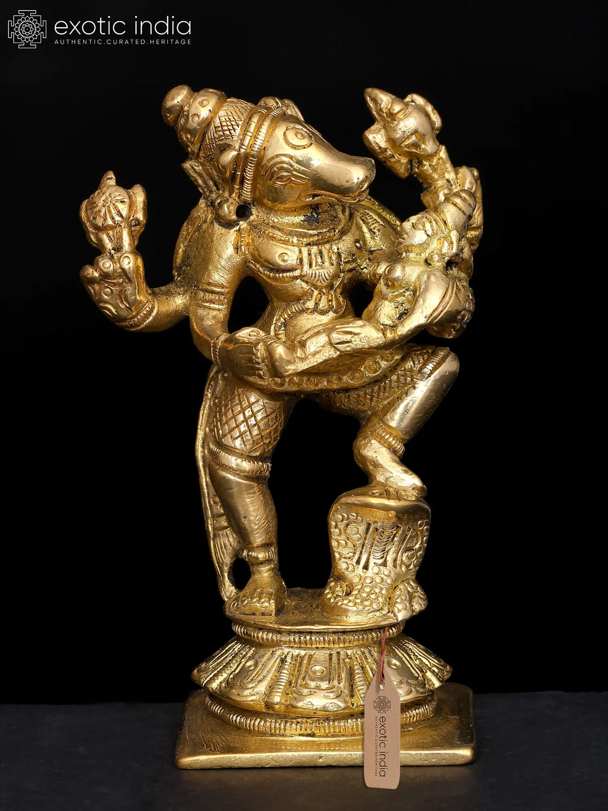 3" Varahavatara of Vishnu with Bhudevi (Small Statue) In Brass | Handmade | Made In India