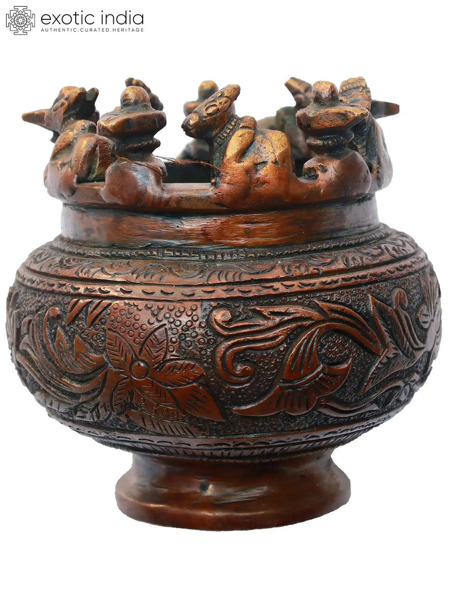 4" Brass Shiva Linga and Nandi Incense Burner Handmade