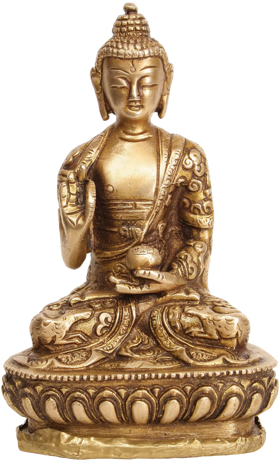 5" Handmade Lord Buddha Abhaya Mudra Brass Statue