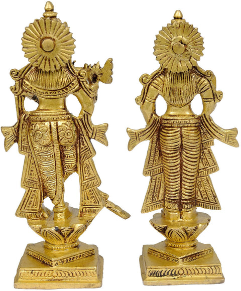 6" Radha Krishna Brass Sculpture | Handmade | Made in India