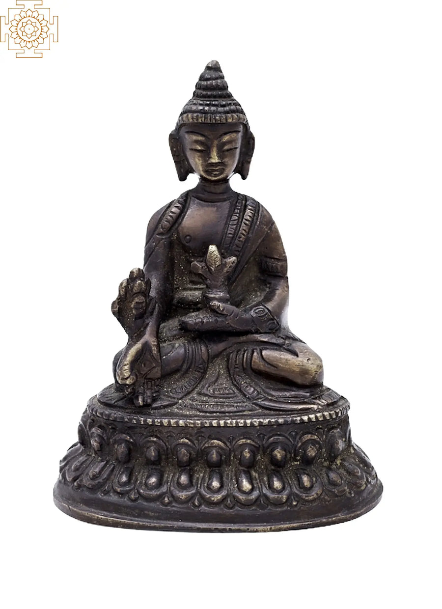 4" Medicine Buddha Handmade Brass Statue for Pooja