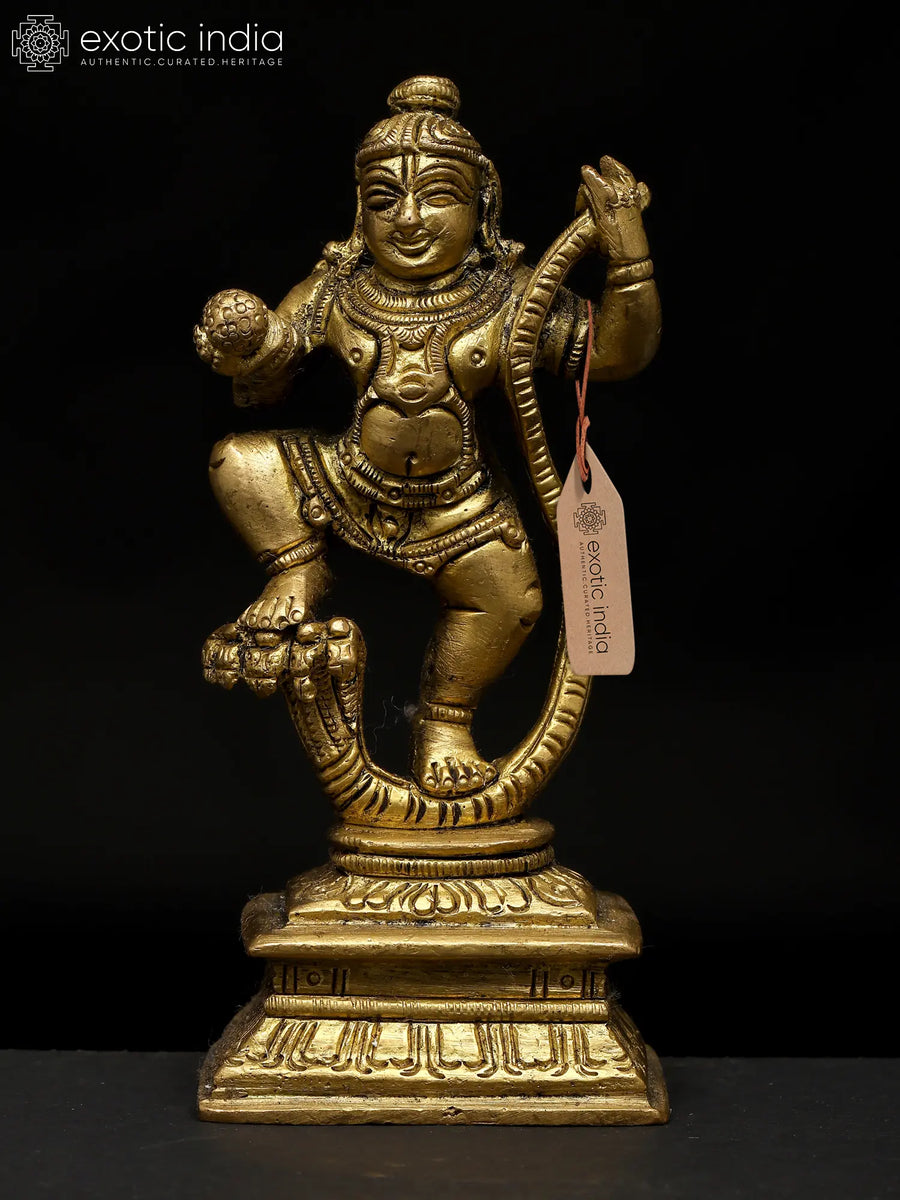 Lord Krishna Vanquishes Kaliya Small Brass Statue