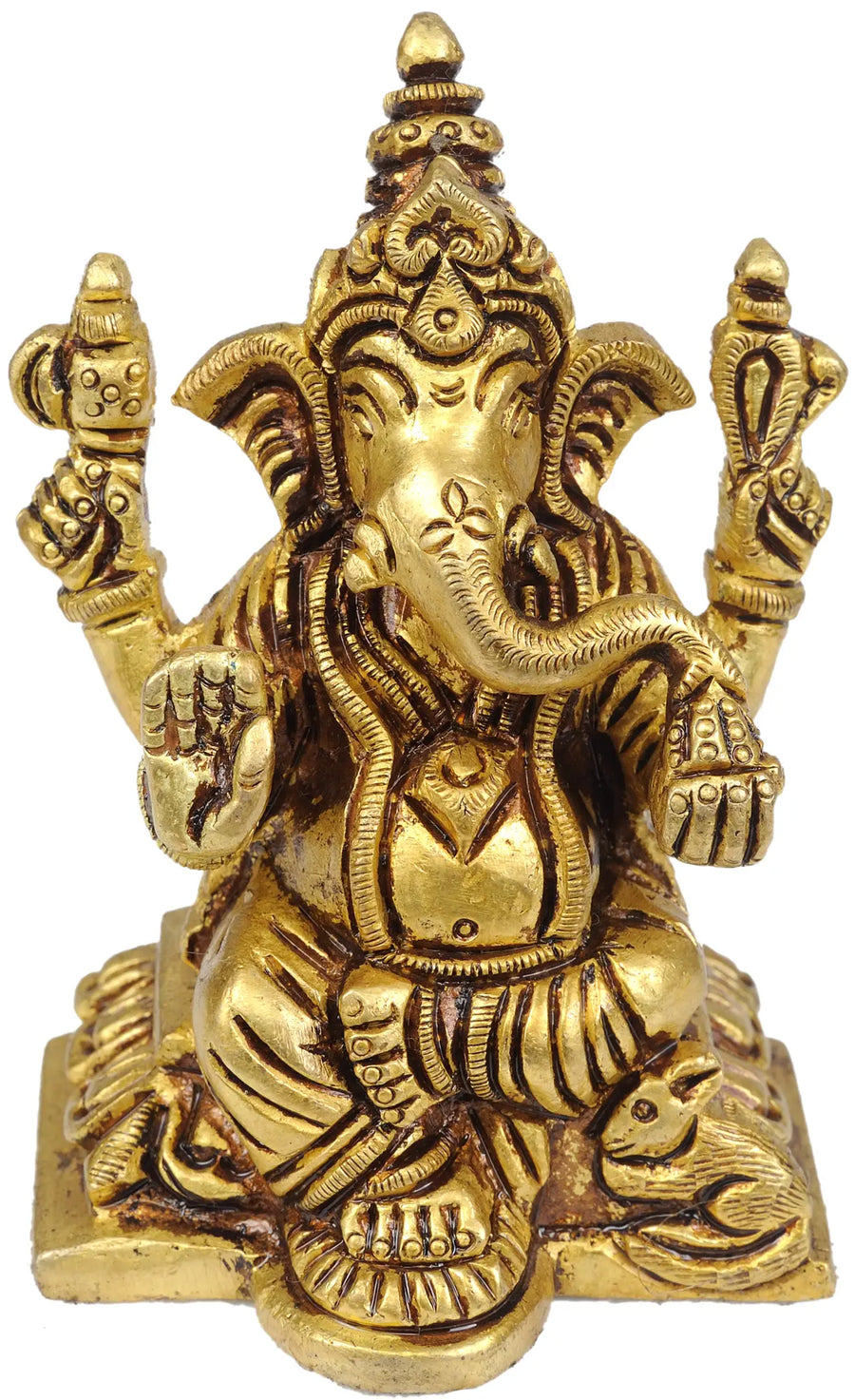 3" Ganesha Brass Statue Handmade Home Decor
