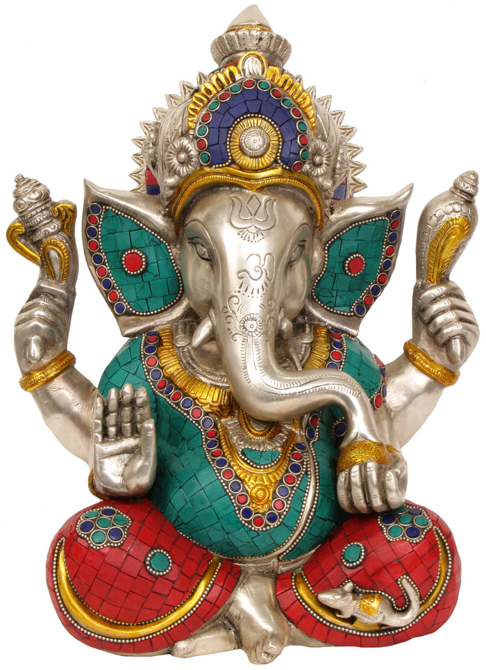 12" Ganesha Granting Abhaya Handmade Brass Idol