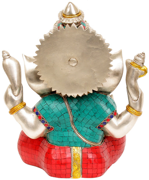 12" The Benevolent God Ganesha Granting Abhaya In Brass | Handmade | Made In India
