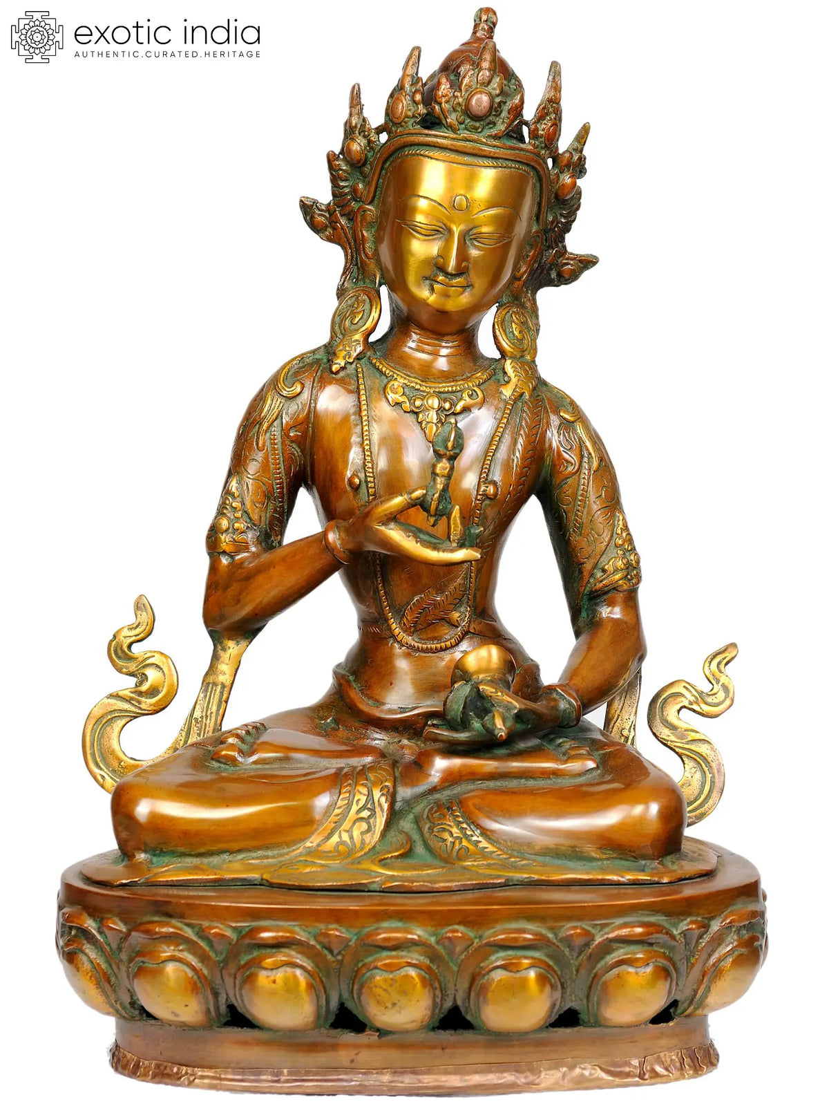 16" Tibetan Buddhist Deity Primordial Buddha Vajrasattva Brass Idol | Handmade | Made in India
