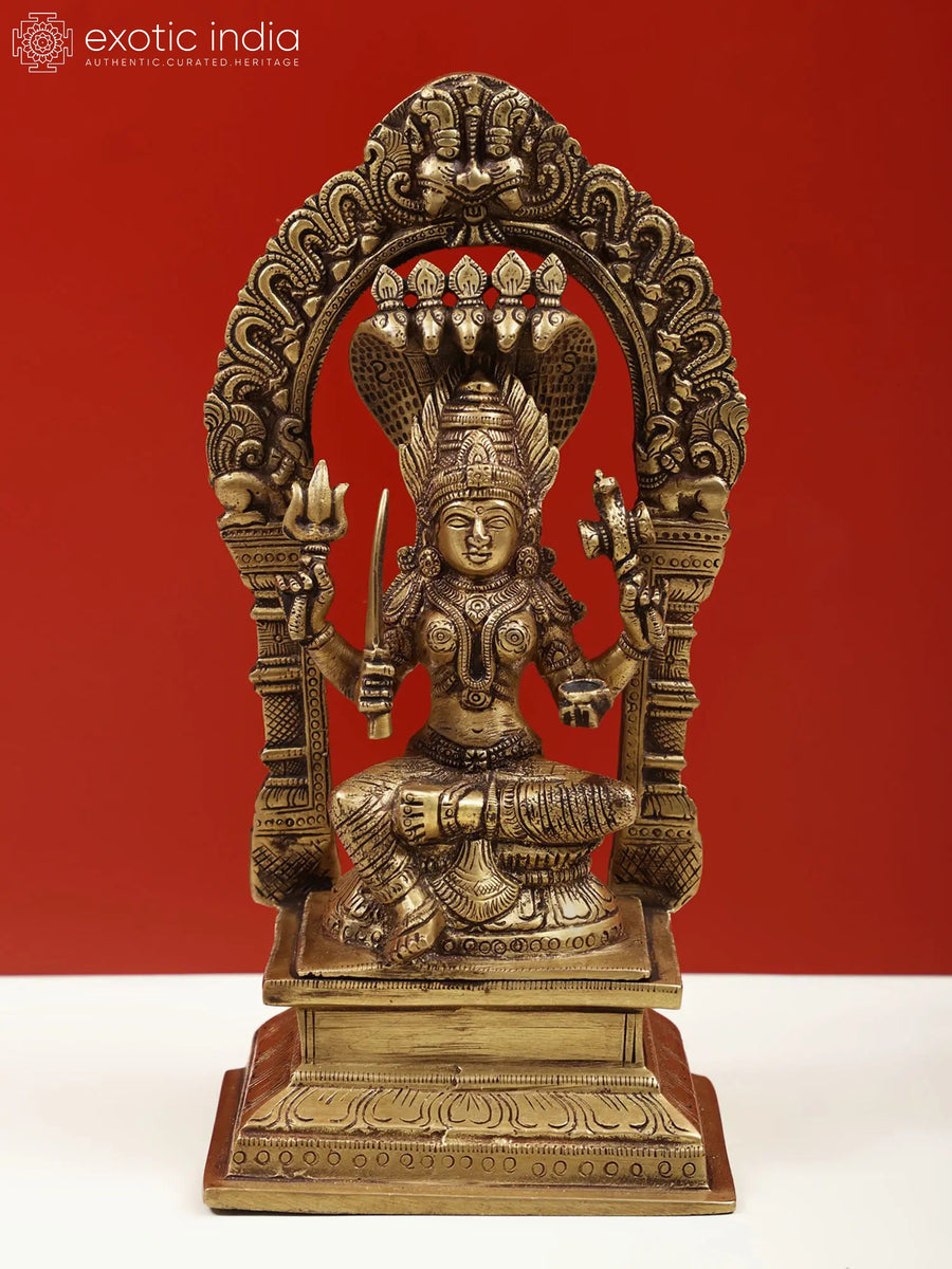 9" Goddess Mariamman Handmade Brass Idol