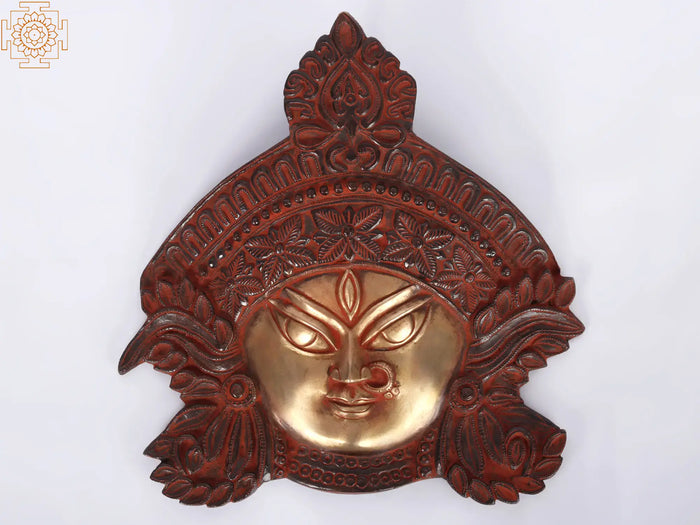 11" Goddess Kali Face Handmade Brass Wall Hanging Idol