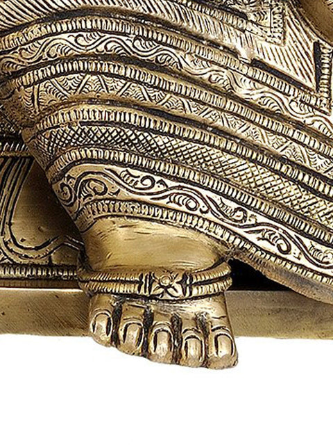 28" Large Size Majestic Ganesha Enshrining the Throne with Mahakala Arch | Handmade Brass Statue