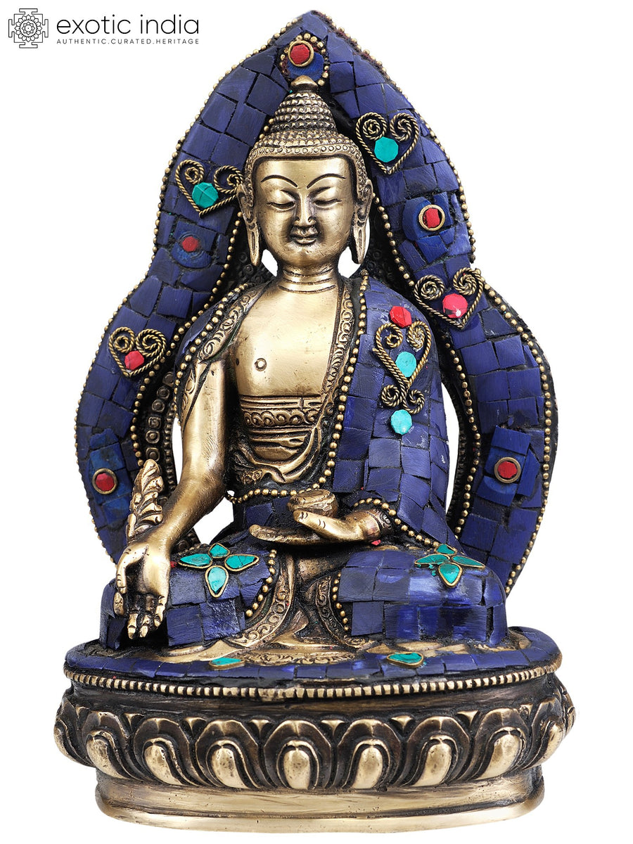 9" Brass Buddha of Healing Tibetan Buddhist Handmade Statue