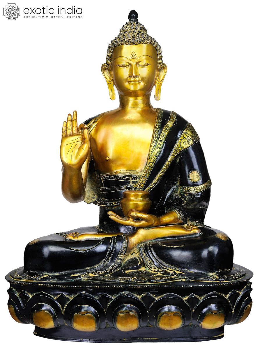 34" Shakyamuni Buddha Brass Statue Handmade for Home Decor