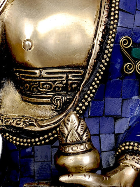 13" (Tibetan Buddhist Deity) Lapis Healing Buddha In Brass | Handmade | Made In India