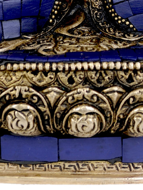 13" (Tibetan Buddhist Deity) Lapis Healing Buddha In Brass | Handmade | Made In India