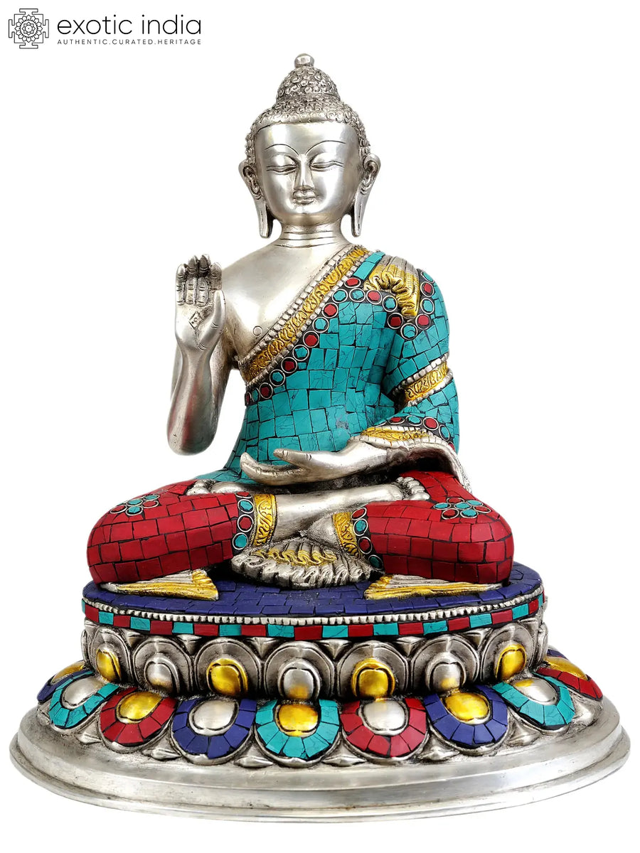 13" Brass Lord Buddha Statue Abhaya Mudra Handmade