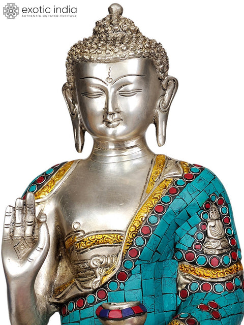 14" Shakyamuni Buddha Interpreting His Dharma (Inlay Statue) In Brass