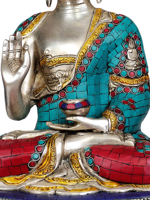 14" Shakyamuni Buddha Interpreting His Dharma (Inlay Statue) In Brass