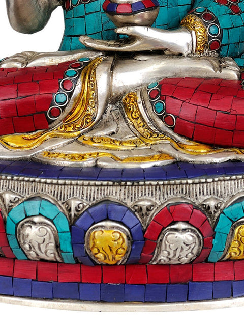 14" Shakyamuni Buddha Interpreting His Dharma (Inlay Statue) In Brass