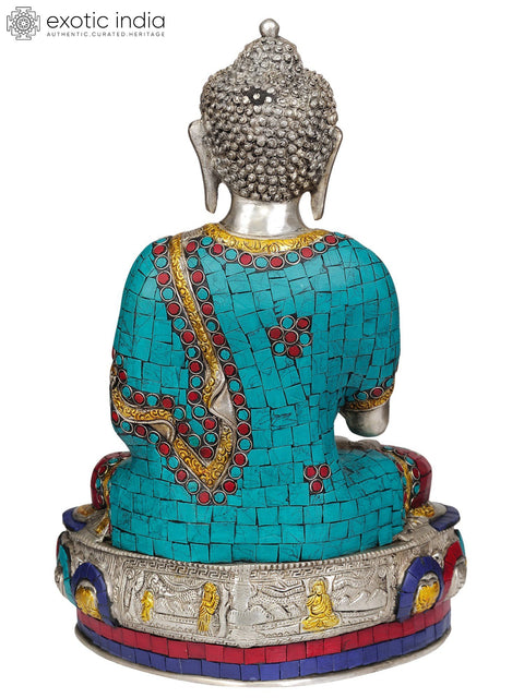 14" Shakyamuni Buddha Interpreting His Dharma (Inlay Statue) In Brass