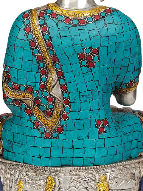 14" Shakyamuni Buddha Interpreting His Dharma (Inlay Statue) In Brass