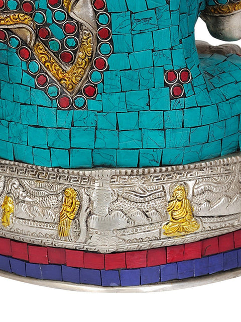 14" Shakyamuni Buddha Interpreting His Dharma (Inlay Statue) In Brass