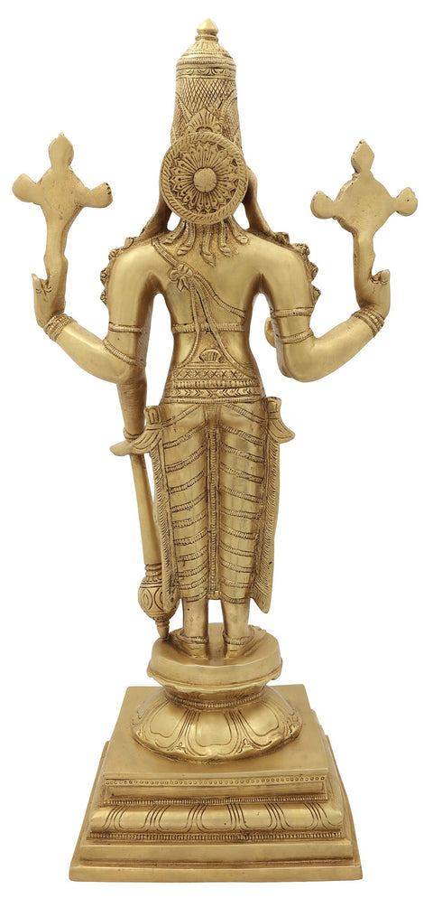20" Sthanaka Vishnu Brass Statue | Indian Handcrafted Idol