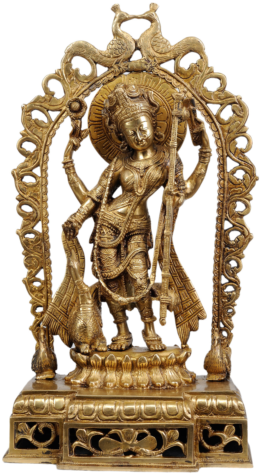 17" Handmade Saraswati Goddess Brass Statue for Home Pooja