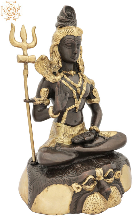13" Mahayogi Shiva Granting Abhaya In Brass | Handmade | Made In India