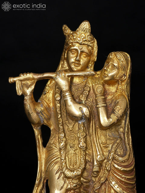 8" Radha Krishna Brass Idol | Handmade | Made In India