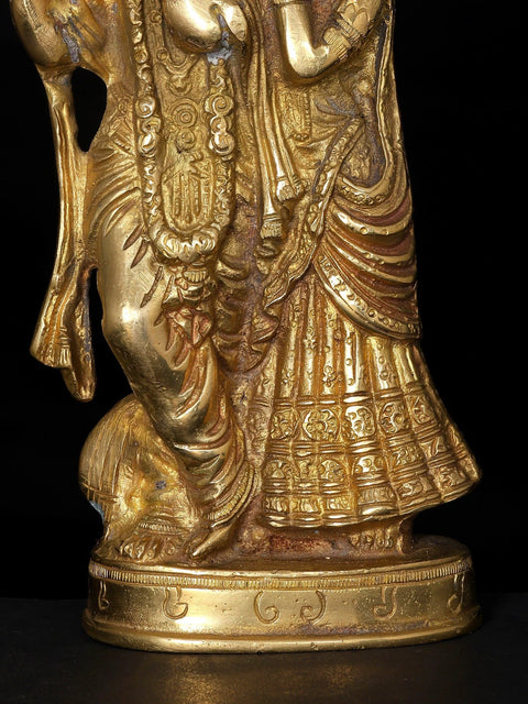 8" Radha Krishna Brass Idol | Handmade | Made In India