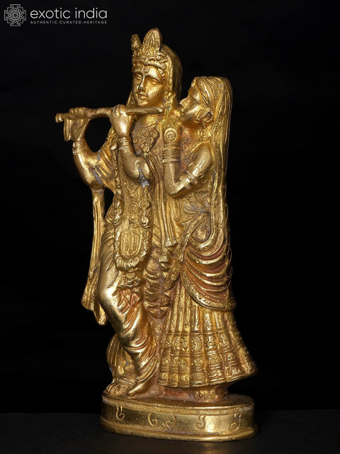 8" Radha Krishna Brass Idol | Handmade | Made In India