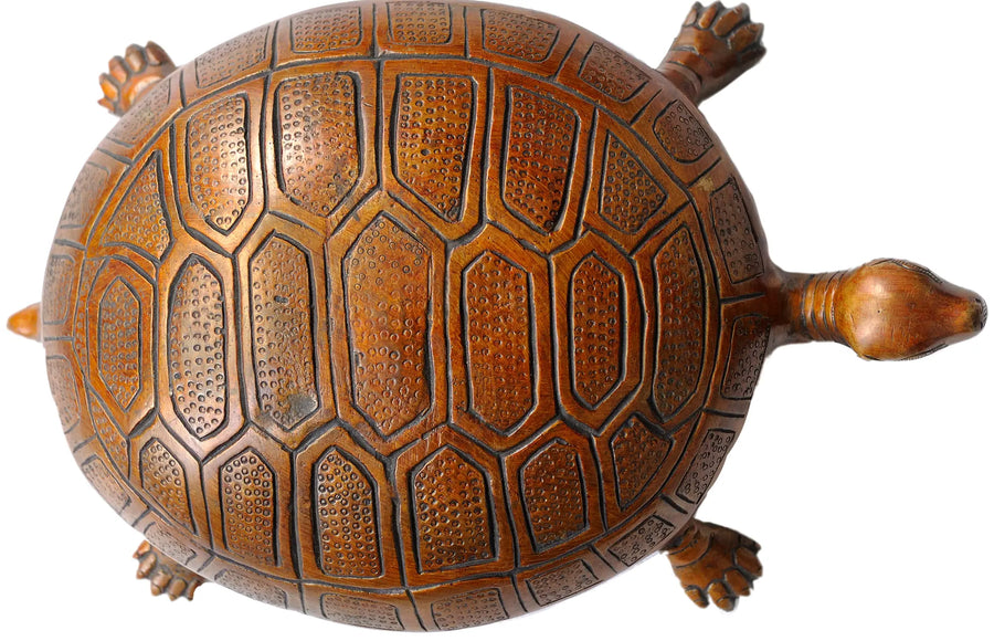8" Brass Feng Shui Tortoise Statue Handmade