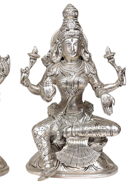 8" The Great Trinity - Saraswati, Ganesha and Lakshmi In Brass