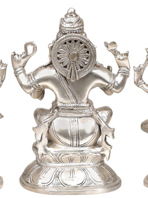 8" The Great Trinity - Saraswati, Ganesha and Lakshmi In Brass