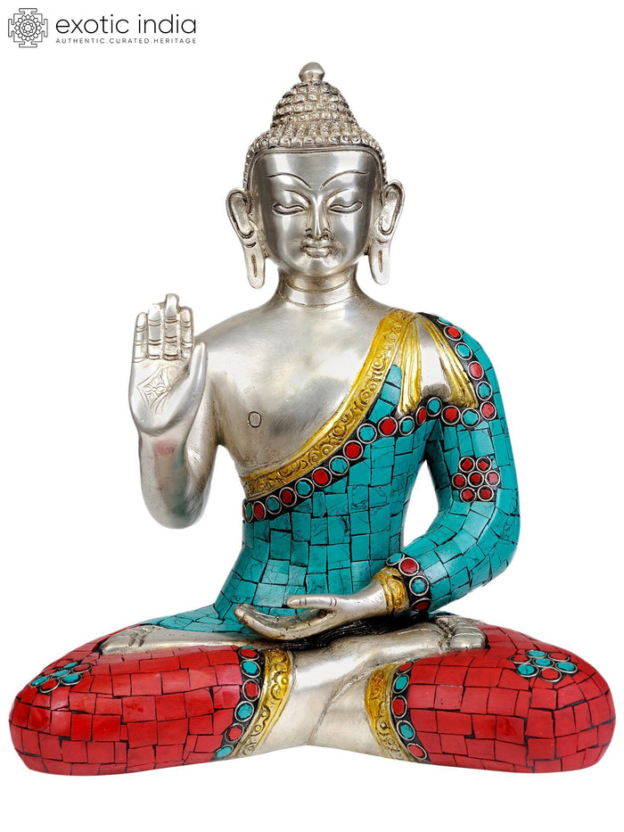 11" Shakyamuni Buddha Abhaya Mudra Brass Statue Handmade