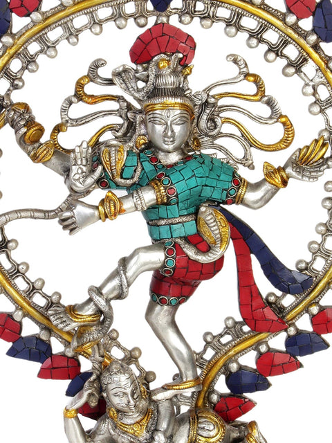 17" Lord Shiva as Nataraja  (Inlay Statue) In Brass