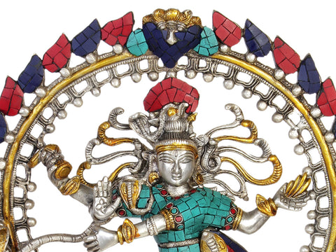17" Lord Shiva as Nataraja  (Inlay Statue) In Brass