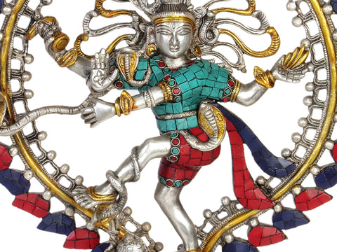 17" Lord Shiva as Nataraja  (Inlay Statue) In Brass