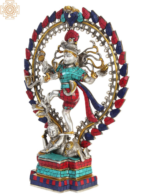 17" Lord Shiva as Nataraja  (Inlay Statue) In Brass