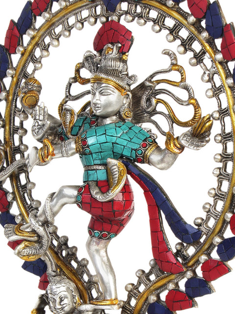 17" Lord Shiva as Nataraja  (Inlay Statue) In Brass