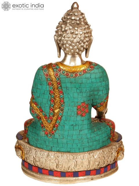 12" The Medicine Buddha  (Tibetan Buddhist Inlay Statue) In Brass | Handmade | Made In India