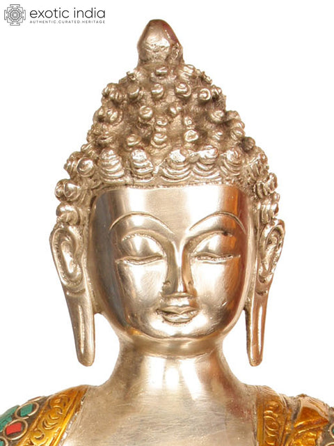 12" The Medicine Buddha  (Tibetan Buddhist Inlay Statue) In Brass | Handmade | Made In India