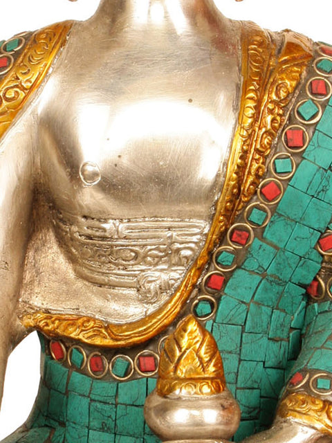 12" The Medicine Buddha  (Tibetan Buddhist Inlay Statue) In Brass | Handmade | Made In India