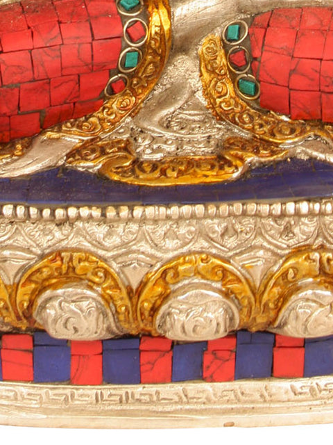 12" The Medicine Buddha  (Tibetan Buddhist Inlay Statue) In Brass | Handmade | Made In India