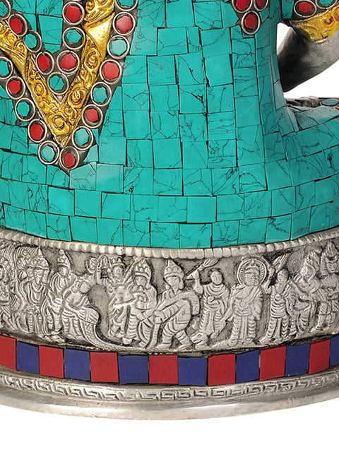 12" Lord Buddha in Dhyana Mudra (Inlay Statue) In Brass