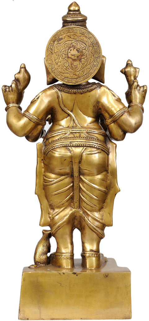 27" Sthanaka Ganesha In Brass | Handmade | Made In India