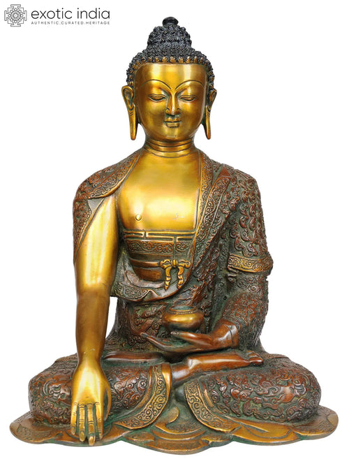 13" Lord Buddha Bhumisparsha Mudra Brass Statue Handmade