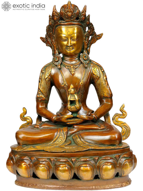 13" Amitabha Buddha Handmade Brass Statue for Meditation