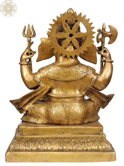 18" Lord Ganesha Writing the Mahabharata In Brass