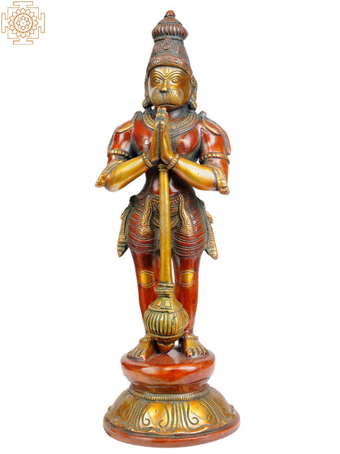 14" Lord Hanuman Brass Sculpture | Indian Handcrafted Idol